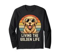 Golden Retriever Living Golden Life Retro Vintage - Camiseta para Perro Manga Larga