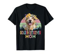 Golden Retriever Mamá Perro Flor Amor Diseño Día de la Madre Camiseta