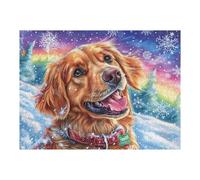 Golden Retriever Nieve Campo de Flores Mascota tierna Puzzle 500 Piezas para Adultos Divertido Desafiante Y Relajante Familia Amigos Y Hobby 500 PCS（52×38cm）