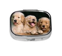 Golden Retriever - Pastillero con 2 compartimentos, organizador portátil para perros y cachorros
