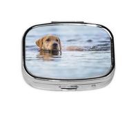 Golden Retriever - Pastillero flotante para perros y mascotas, 2 compartimentos, organizador portátil