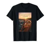 Golden Retriever Perro Camino Abierto Modo Viaje Atardecer Camiseta