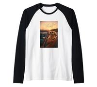 Golden Retriever Perro Camino Abierto Modo Viaje Atardecer Camiseta Manga Raglan