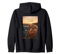 Golden Retriever Perro Camino Abierto Modo Viaje Atardecer Sudadera con Capucha