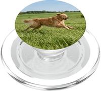 Golden Retriever Perro Corriendo Campo Abierto Soleado Escena Al PopSockets PopGrip para MagSafe