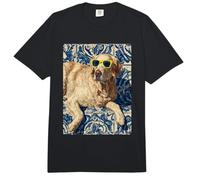Golden Retriever Perro Mediterráneo Azulejo Arte Verano Vibes Comfort Colors Adult Heavyweight T-Shirt