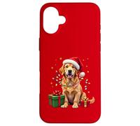 Golden Retriever Perro, Navidad, Sombrero de Papá Noel Carcasa para iPhone 16 Plus