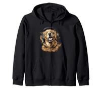 Golden Retriever Perro Pet Music Auricular Golden Retriever Sudadera con Capucha
