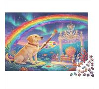 Golden Retriever Pintando Arcoíris Puzzle de 1000 Piezas Papel para Adultos Arte Fantástico Puzzle para Toda la Familia Decoración Hogar Regalo 70x50cm/1000pcs