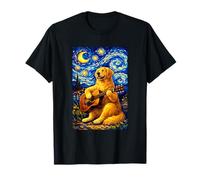 Golden Retriever Playing Guitar Whimsical Art Music Camping Camiseta