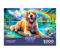 Golden Retriever por el Lago Puzzle 1000 Piezas, Moderno DIY, Entretenimiento para Adultos & Niños (≥12 años) Arte de Mascotas Imposible Rompecabezas-Obra De Arte, Desafío Mental 52x38cm/1000pcs