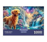 Golden Retriever por Una Cascada en un Reino mágico Puzzle De 1000 Piezas Lindo Perro Mascota Entrenamiento Mental para Adultos Y Niños 70x50cm/1000pcs