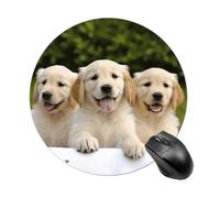 Golden Retriever Puppies - Alfombrilla de mouse redonda de deslizamiento suave para juegos, extra densidad, portátil, cómoda, para escritorio, hogar, oficina, 7.8 x 7.8 pulgadas