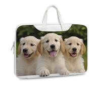 Golden Retriever Puppies - Maletín de cuero estampado para hombres y mujeres, bolsa de viaje para negocios, oficina, bolsa para laptop, bolsa cruzada, Estilo blanco, 42x30.5cm