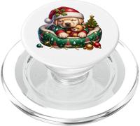 Golden Retriever Puppy In Christmas Dog Pajamas White Xmas PopSockets PopGrip para MagSafe