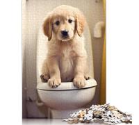 Golden Retriever Puppy WC Puzzle Juego para adultos 1000 piezas Rompecabezas de papel Rompecabezas creativo Juego de descompresión 1000 piezas (75x50 cm)