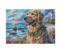 Golden Retriever Puzzle 300 Piezas Obra De Arte Familiar Animal de compañía Lindo Rompecabezas 3D para Hombres Y Mujeres Juguete Educativo Desafío Intelectual 300 PCS