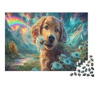 Golden Retriever Puzzle para Adultos Puzzle de 1000 Piezas Rainbow Landscape Puzzle para Toda la Familia Relajante Decorativo Regalo 38x26cm/1000pcs