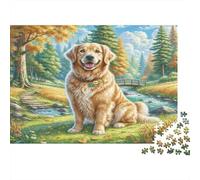 Golden Retriever Recycled Paper for Adults Golden Retriever in Meadow Educational Game Decompression 1000 Pieces 70x50cm/1000pcs