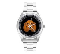 Golden Retriever - Reloj de pulsera de cuarzo de acero inoxidable con números arábigos para hombres y mujeres, Estilo:, regular, MHXYZHW