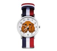Golden Retriever - Reloj de pulsera de cuarzo personalizado con números arábigos con correa ajustable para hombres y mujeres, Estilo:, regular, MHXYZHW