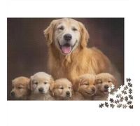 Golden Retriever Rompecabezas Estilo Cachorros Bonitos 3 Capas Cartón 1000 PC, Imposible Duro, Entrenamiento Lógico,Regalo Coleccionista Familiar 70x50cm/1000pcs