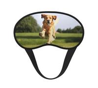 Golden Retriever Running - Máscara de ojos estampada con borde negro, con buen efecto de sombreado, es una opción ideal para viajes, meditación, etc