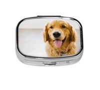 Golden Retriever Smiling, pastillero con 2 compartimentos, organizador portátil
