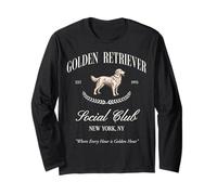 Golden Retriever Social Club Preppy Perro Mamá Retro 80s 90s Manga Larga