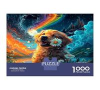 Golden Retriever with Daisy Puzzle De 1000 Piezas para Adultos, Rompecabezas Regalo, Pet 38x26cm/1000pcs