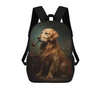 Golden Retriever with Pipe And Glasses Mochilas Para Niños 17inch Mochila Escolar Mochila Escolar Impresa En 3D Para Niños De Primaria Y Secundaria