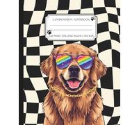 Golden Retriever with Sunglasses Checkered Composition Notebook College Ruled: Groovy Aesthetic Journal for Dog Lovers