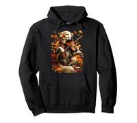 Golden Retriever y Violín Otoño Hojas Perro Violinista Otoño Sudadera con Capucha