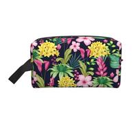 Golden Retrievers - Bolsa de almacenamiento con impresión - Bolsa de aseo de viaje duradera, bolsa organizadora portátil de maquillaje y cosméticos con cremallera, Flor colorida hawaiana, Talla única