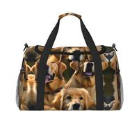 Golden Retrievers - Bolsa de lona grande de viaje para mujer, bolsa de viaje para mujer, bolsa de mano, Negro -, Talla única