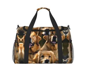 Golden Retrievers - Bolsa de lona grande de viaje para mujer, bolsa de viaje para mujer, bolsa de mano, Negro -, Talla única