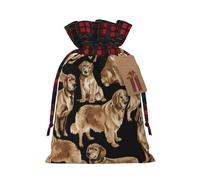 Golden Retrievers - Bolsa de Navidad con cierre de cordón de 4.7 x 6.9 pulgadas, para Navidad, aniversarios, cumpleaños, sostiene regalos