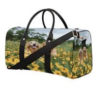 Golden Retrievers - Bolsa de viaje con diseño de flores de perro para mujeres, hombres, niñas, niños, fin de semana, bolsa de equipaje de 22.7 L, bolsa de equipaje para deportes, gimnasio, yoga,