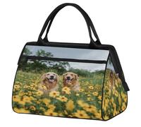 Golden Retrievers - Bolsa de viaje con diseño de flores de perro para mujeres, hombres, niños y niñas, bolsas de fin de semana, bolsa de viaje de 24 L para deportes, gimnasio, yoga, color, Big,