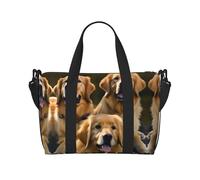 Golden Retrievers - Bolsa de viaje con estampado de Golden Retrievers, bolsa de lona de entrenamiento, bolsa de hombro para noche, bolsa de fin de semana para mujeres y hombres, Negro -, Talla única