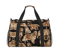 Golden Retrievers - Bolsa de viaje grande reutilizable, bolsa de compras para vacaciones, bolsa deportiva con correa cruzada ajustable, color negro, talla única