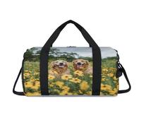 Golden Retrievers - Bolsa deportiva de lona con diseño de flores de perro con compartimento para zapatos, bolsas de fin de semana, viajes, gimnasio, organizador de equipaje para mujeres, hombres