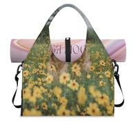 Golden Retrievers - Bolsa deportiva de lona con diseño de flores de perro con compartimento para zapatos, bolsa de fin de semana, bolsa de equipaje para gimnasio, yoga, viajes, color, L, Bolsa de
