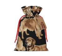 Golden Retrievers Bolsas de regalo reutilizables de Navidad y festivales, bolsas de embalaje de regalo, bolsas de tela elegantes hechas a mano