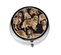 Golden Retrievers impreso, pastillero, pastillero cuadrado para bolsillo o monedero, pastillero pequeño, organizador de pastillas de viaje