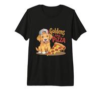 Golden Retrievers Y Pizza Cute Puppy Golden Retriever Perros Camiseta Premium