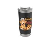 Golden Retrievers Y Pizza Cute Puppy Golden Retriever Perros Vaso térmico de acero inoxidable de doble pared