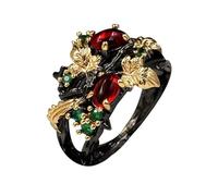 Golden Ring Chunky Anillo para mujer, anillo de declaración grabado, hoja dorada hueca, manguera de jardín, 10, Cobre, Sin piedra preciosa