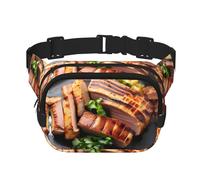 Golden Roast - Bolso cruzado de moda con estampado de tostado, bolsa de cintura de senderismo, bolsa de hombro cuadrada de doble capa para viajes y fitness