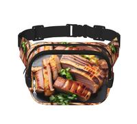 Golden Roast - Riñonera cuadrada de doble capa con correa ajustable para correr, viajar, senderismo, negro, talla única, negro, talla única, Black, Talla única